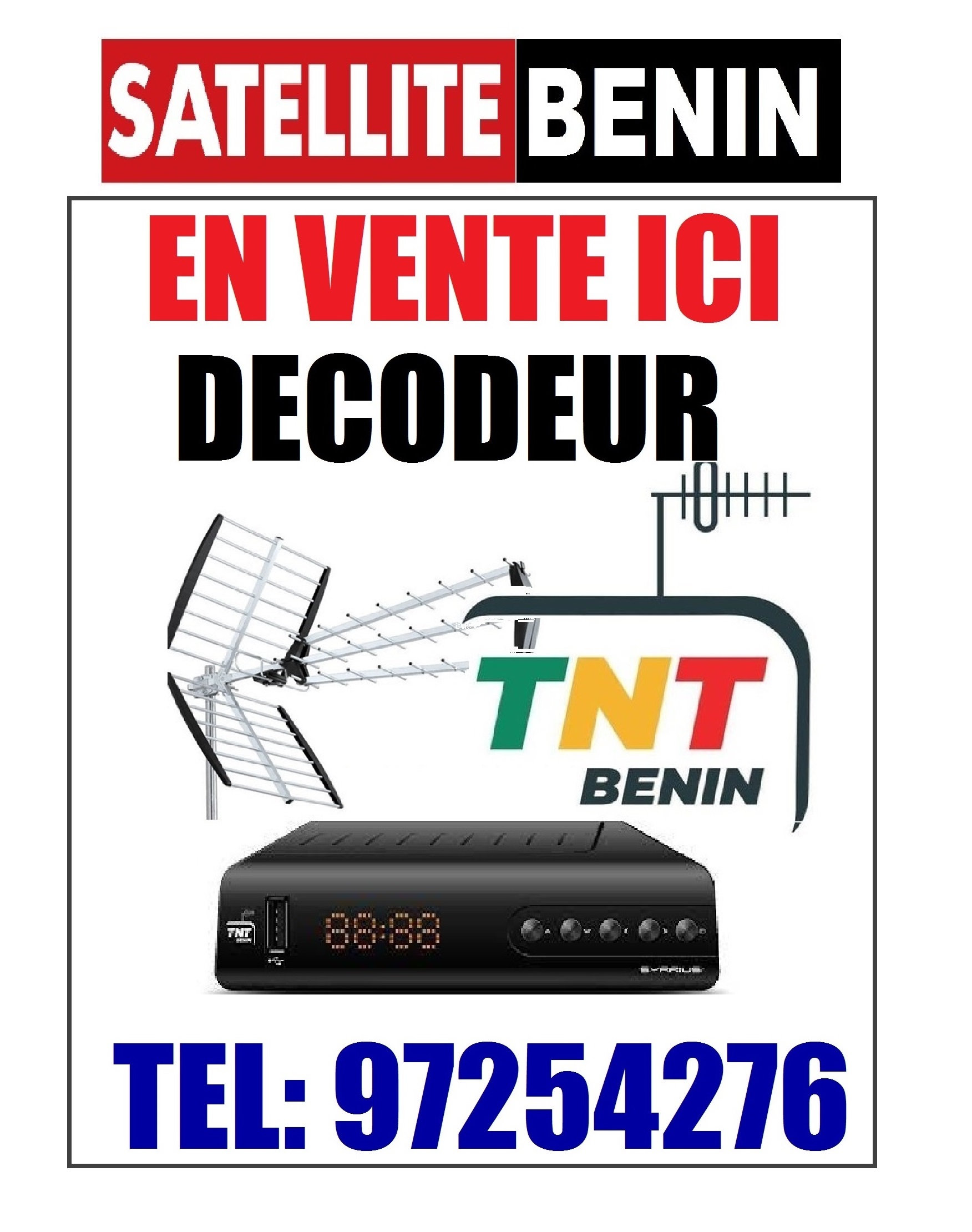 VENTE ET INSTALLATIONS DES DECODEURS TNT PARTOUT AU BENIN